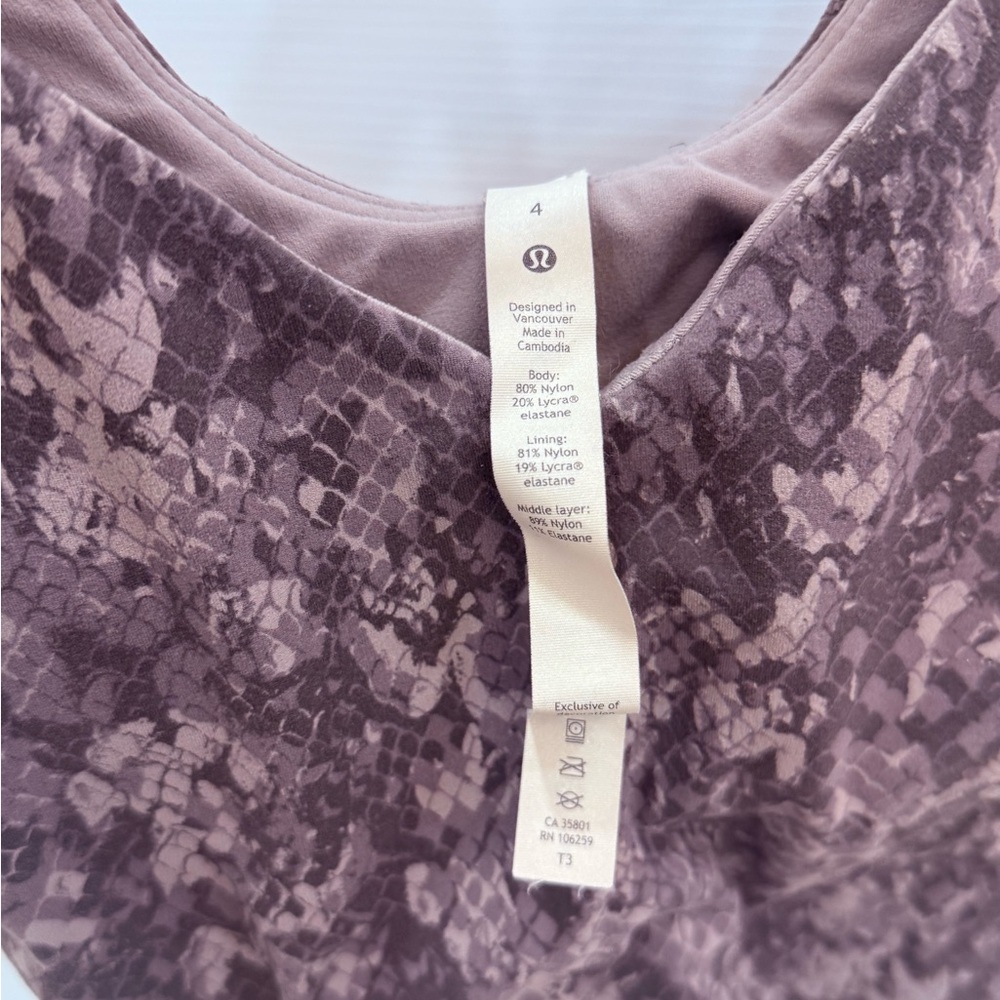 lululemon athletica Purple Snake Print Crop Top